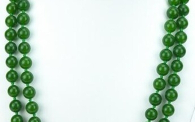 Impressive 52 inch Green Nephrite Jade Necklace