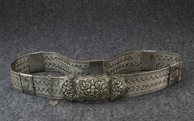 India, silver waist girdle, with braided wire and...
