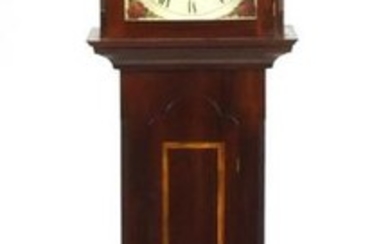 Inlaid mahogany long case clock with Franz Hermle