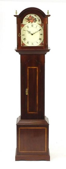 Inlaid mahogany long case clock with Franz Hermle