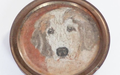 Interesting Antique Portrait Miniature of Dog