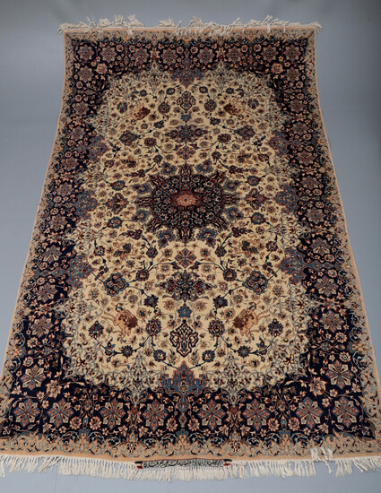 Iranian wool and silk carpet, mid 20th Century.