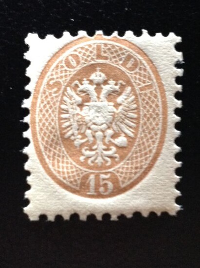 Italian Ancient States - Lombardo Veneto 1964 - 15 soldi brown perforated 9 1/2 g - Sassone N. 46