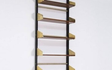 Italian Vintage Bookcase by Feal in Wood and Brass