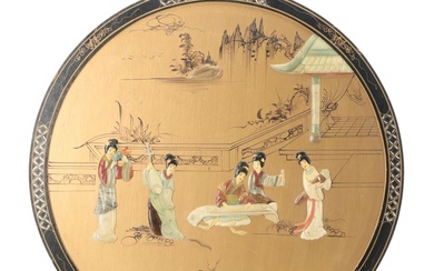 Japanese Gilt Lacquer and Mother-of-Pearl Hanging Wall Medallion
