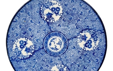 Japanese export Arita blue and white transferware porcelain charger - Charger plate - Porcelain