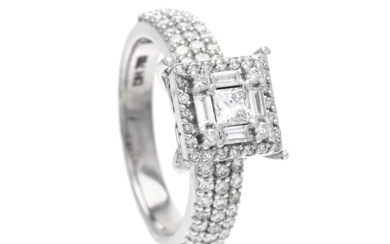 Jewellery Ring RING, 18K white gold, brilliant cut diamond, princes...