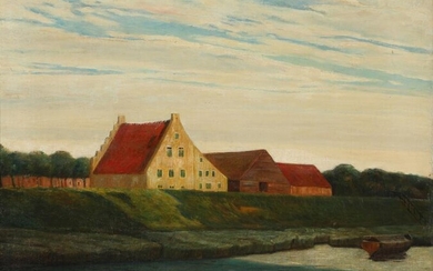 Johan Rohde (b. Randers 1856, d. Hellerup 1935) Warehouse by a canal...