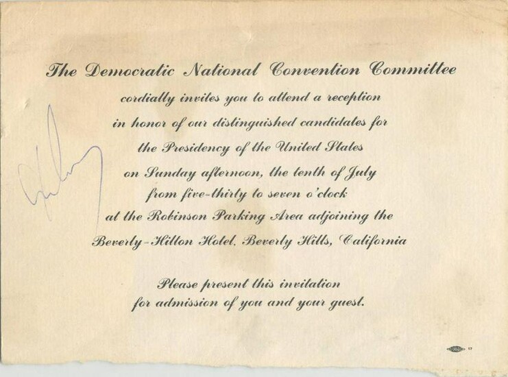 John F. Kennedy Signed Democratic National Convention