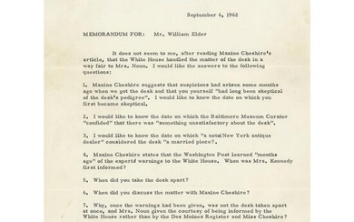 John F. Kennedy Typed Memo Signed as President