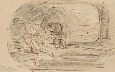 Joseph Franz von Goez (1754-1815), Dead mother with grieving child, 18th c., Pen Drawing