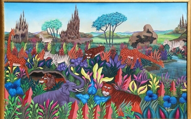 K. Thomas, African Animals, Acrylic Painting