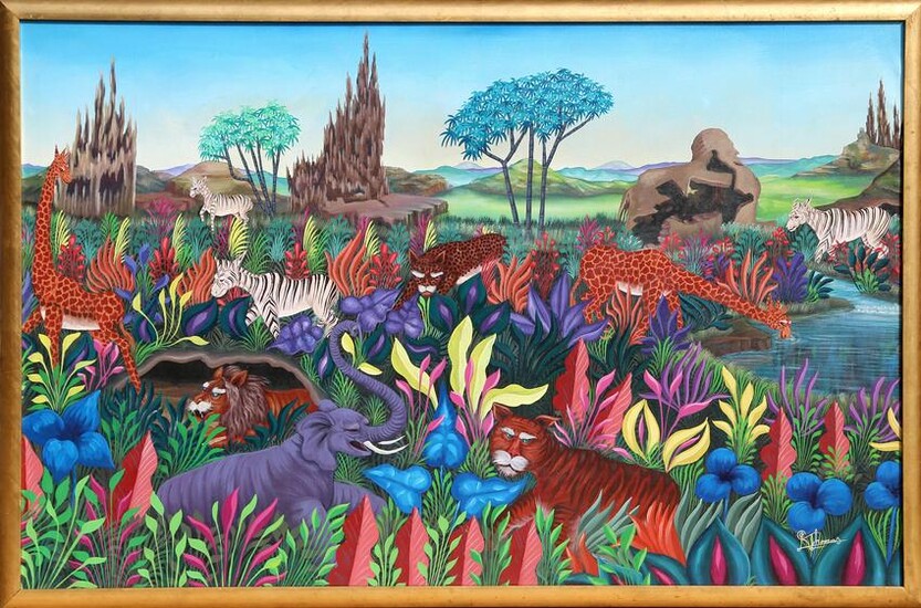 K. Thomas, African Animals, Acrylic Painting