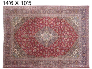 KASHAN IRAN CARPET. 14'6 X 10'5"