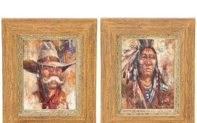 Kirk Randall's Paintings "Gus" and "Kicking Bear" (American, b.1952)