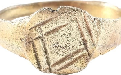 LATE ROMAN/MEDIEVAL RING SZ 4 3/4. 7th-10th century AD.