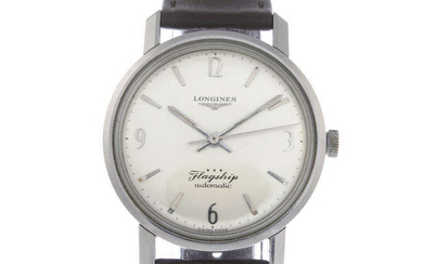 LONGINES - a gentleman's stainless steel Flagship wrist watch.