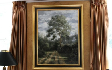 Landscape With Country Road, Oil on Canvas