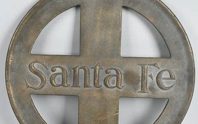 Large Brass Double Sided Santa Fe RR Sign