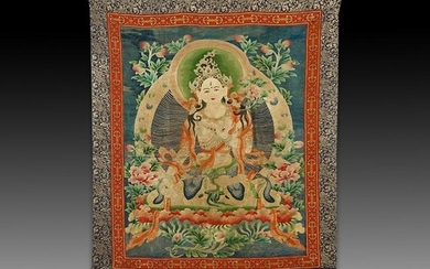 Large Chinese Qing Dynasty Silk Embroidery Thangka
