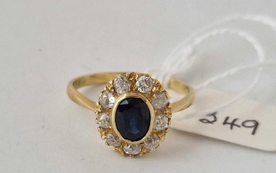 Large Victorian Sapphire, and Diamond cluster ring 18ct gold...