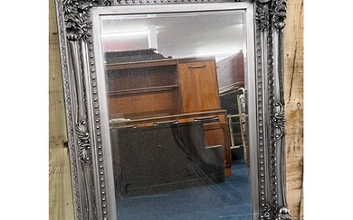 Large contemporary silver ornate framed mirror. [89x120cm]