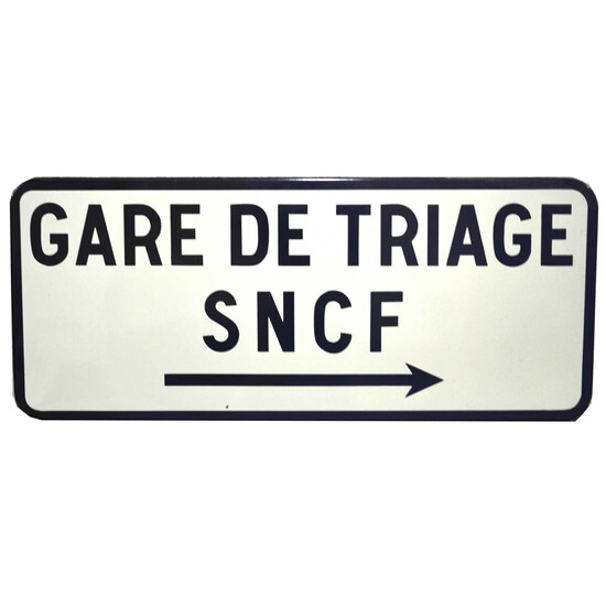 Large original french railway station enamel sign 'Gare de Triage SNCF'