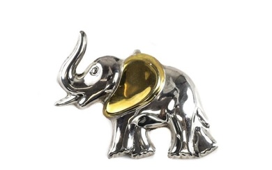 Laton Taxco Mexico 2 Tone Sterling Silver Elephant Pin Brooch