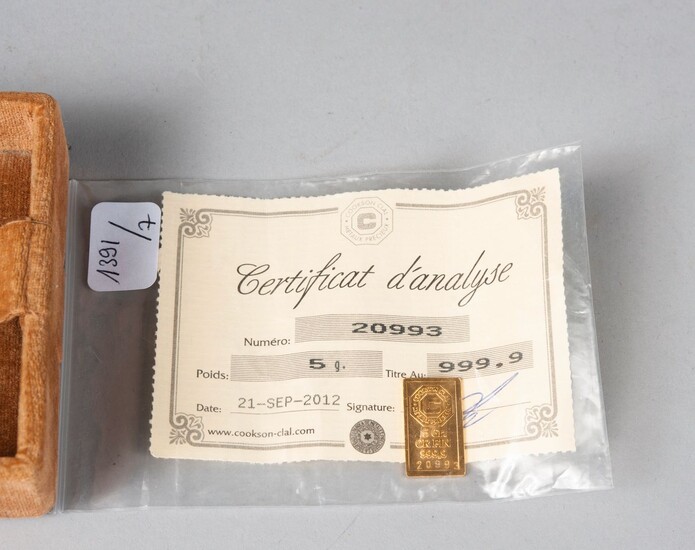Lingotin en or. Poids: 5 g (Certificat... - Lot 49 - Paris Enchères - Collin du Bocage