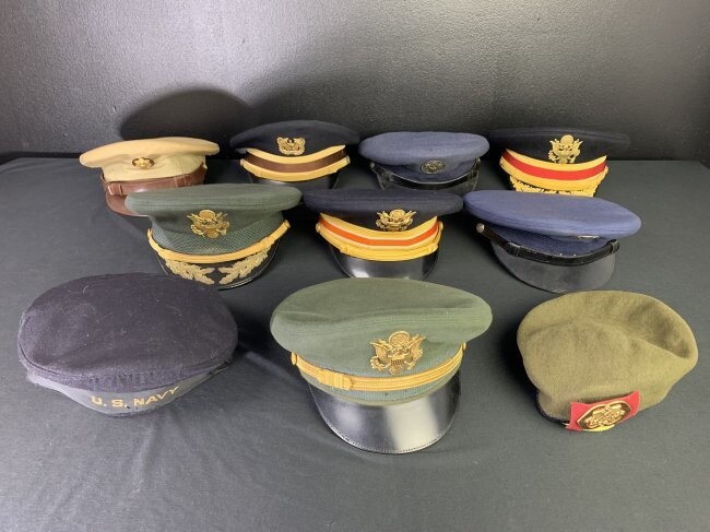 Lot of 10 Vintage Military, Army & Air Force Hats