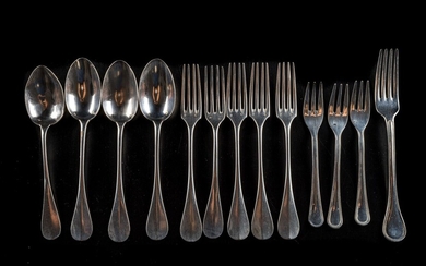 Lot of four silver spoons, six forks and three forks