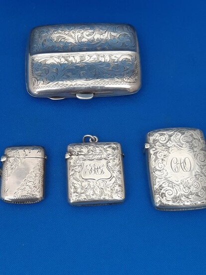 Lot understand cases with cigarette box (4) - .925 silver - U.K. - 1892-1921
