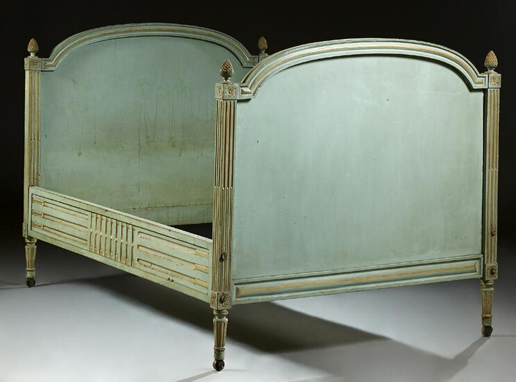 Louis XVI Style French Carved Polychromed Beech Lit du