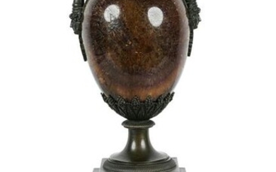 MARBLE URN WITH BRONZE MOUNT