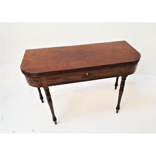 MID VICTORIAN MAHOGANY OCCASIONAL TABLE with a D shaped fold...