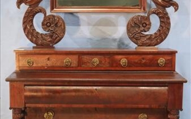 Mahogany Empire dresser with acanthus carving