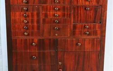 Mahogany dental cabinet, over 20 drawers