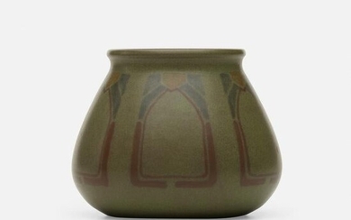 Marblehead Pottery, Rare vase with geometric pattern