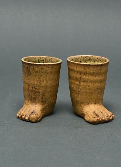 Marlen Studio Pottery Feet Form Vases, Pair