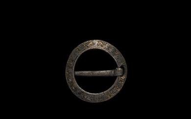 Medieval Silver-Gilt 'AMOR VINCIT OMNIA' Posy Ring Brooch