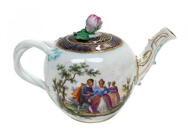 Meissen Hand Painted Porcelain Teapot, 19th Century