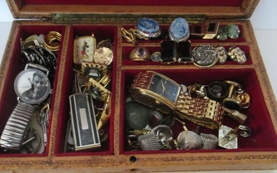 Men's Jewelry Box with Vintage Cufflinks Etc.