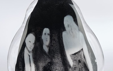 Metzger, Rainer, "Wölfe", objet en verre, pièce unique, de 1999, structure ovale en technique de...