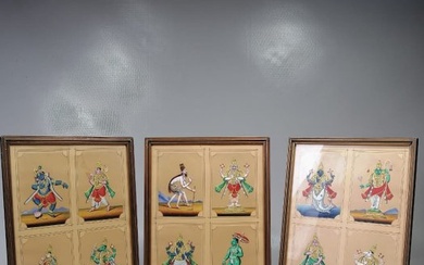 Mica Paintings of Hindu Deities - India - 19th century