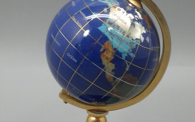 Miniature Globe Table Ornament Decorated with a Setting of Gemstones