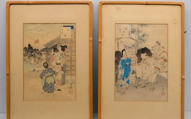 Mizuno Toshikata, Two Woodblock Prints