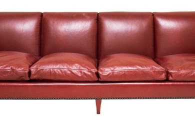 Modern Red Leather Custom Sofa