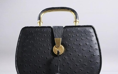 NETTIE ROSENSTEIN Black Ostrich Handbag - Clean