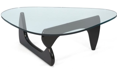 NOGUCHI COFFEE TABLE With lift-off top and ebonized wood base. Height 16". Top 49" x 36".