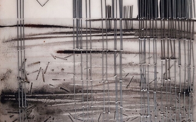 Nadya Kosinskaya; Rain.Bay, 2020; 30x40; plywood, nails, epoxy resin;